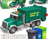 Garbage Truck Toy  Recycling Truck For Boys With 3 Garbage Cans + 48 Fla... - $84.99