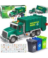 Garbage Truck Toy  Recycling Truck For Boys With 3 Garbage Cans + 48 Fla... - £67.15 GBP