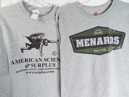 LOt Of 2 PreOwned T Shirts Menards + American Science + Surplus Sz Small - $16.92