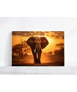 Elephant Canvas Wall Art, Sunset Nature Photo Pictures Large African Ele... - £19.55 GBP+