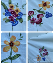 Vtg April Cornell Farmhouse Tablecloth Floral Embroidered 54X88&quot; Rectangle NOS - £41.68 GBP