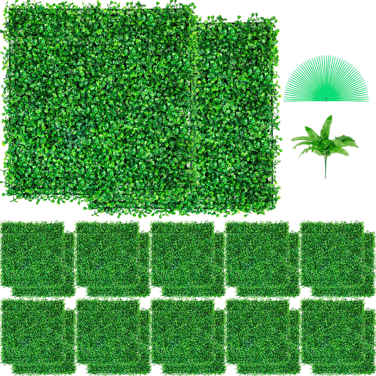 Primary image for 24pcs 10 X 10'' Artificial Boxwood Panel Grass wall Boxwood Hedge UV Wall Fence