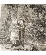 When We Were Children Wood Engraving 1889 Victorian Path Of Life Poem Ar... - $42.03 CAD