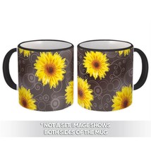 Smoky Sunflowers : Gift Mug Geometrical Floral Pattern Handmade Diy Fabric Frien - £12.74 GBP