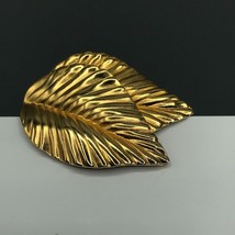 Vintage Autumn Frosted Leaves Brooch, Napier Gold Plated Botanical Pin, Bertolli - £40.21 GBP