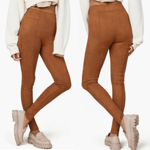 SPANX High Waist Faux Suede Leggings Pants, Brown Rich Carmel, Medium 6/8, NWT - $73.87