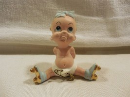 Vintage Freeman McFarlin Ceramic Diaper Pin Roller Skating Baby Boy Figurine 2&quot; - £10.23 GBP