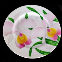 Vintage Fitz &amp; Floyd "Orchids Deux" 7.5" Salad Plate Pink Flowers c1981 80s - $14.00