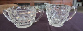 American Fostoria Clear Glass 3D Cube Design Sugar Bowl And Creamer Set - £14.32 GBP