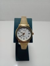 Vintage Timex Indiglo Unisex Gold Toned Stretch Band Watch Tested - $16.82