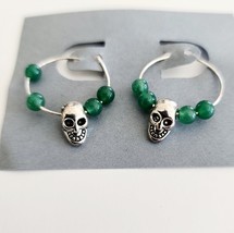 Vintage Skull Goth Hoop Earrings Fashion Jewelry Handmade B67 Maine - £12.98 GBP