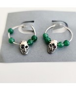 Vintage Skull Goth Hoop Earrings Fashion Jewelry Handmade B67 Maine - £13.04 GBP