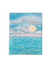 Pastel Sunset Over Water Original Painting in Oil On 8x10 Canvas Abstract - £9.67 GBP