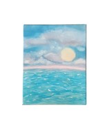 Pastel Sunset Over Water Original Painting in Oil On 8x10 Canvas Abstract - £9.53 GBP