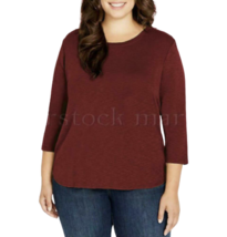 Kirkland Signature Ladies&#39; Cotton Slub Tee Size: XS, Color: Burgundy - £19.66 GBP