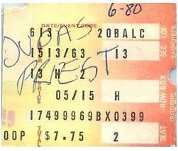 Judas Priest Concert Ticket Stub Juin 14 1980 San Bernardino Californie - £43.43 GBP