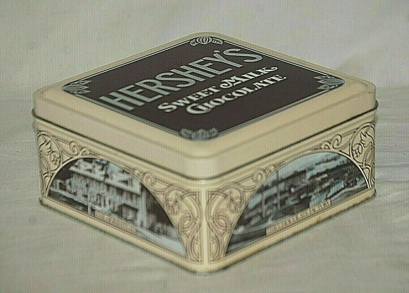 Hershey's Sweet Milk Chocolate Metal Litho Tin Can Container 1990 Advertising Ad - £13.22 GBP
