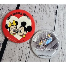 Disney Retired Mickey Minnie Just Married Buttons Love Marriage Vintage - $9.70