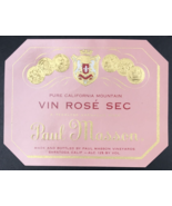 1940s Original Paul Masson California Mountain Vin Rose Sec Wine Label E... - $23.21