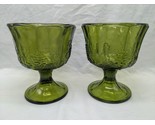 Set Of (2) Vintage MCM Green Glass Bowl Cup Goblet Grape Design 5 1/4&quot; X... - $59.39