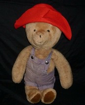 18&quot; Vintage Eden Paddington Teddy Bear Hat &amp; Overalls Stuffed Animal Plush Toy - £26.14 GBP
