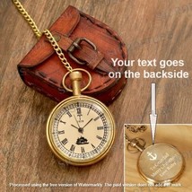 Custom Engraved Personalized Brass Pocket Watch With Leather Case. - £21.22 GBP+