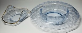 Cambridge Glass Blue Rosalie Etched Bon-Bon Dish And Console Bowl Set - $108.90
