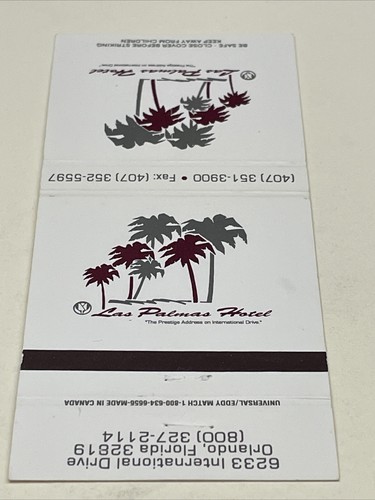 Matchbook Cover  Las Palmas Hotel   Orlando, Florida  Unstruck  gmg Item image 3