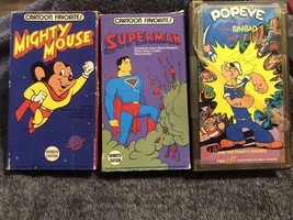 lot of 3 VTG VHS cartoon favorites Popeye super man Mighty Mouse - £6.23 GBP
