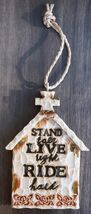 Motorcycle Slogan Stand Tall Live Light Ride Hard Church Cross Tree Orna... - $17.99