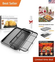 Extra Large 18.8&quot;x12.8&quot; Stainless Steel Air Fryer Basket &amp; Tray Set w/Pa... - $55.50