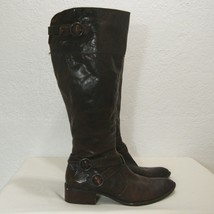 BØRN CROWN Distressed Leather Tall Boots BOHO Brown  Buckles Women SZ 8.5 * 40 - £63.86 GBP