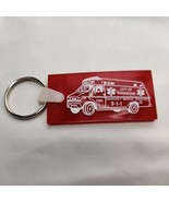 Vintage Waukegan IL EMS Fire Department Double-sided Red 2.5&quot; Keychain - $16.98 CAD
