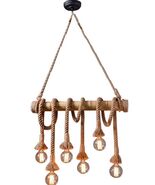 6 Lights Bamboo Hemp Rope Pendant Light Fixture Chandelier Ceiling Lamp,... - $74.25