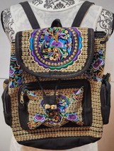 Embroidered Native floral multicolor Mexican Handmade  Backpack  Colorfu... - $26.72
