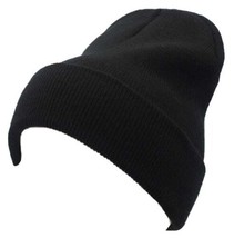 Black Winter Beanie Ski Hat Winter Plain Knit Hat Skully Skull Unisex - £13.08 GBP