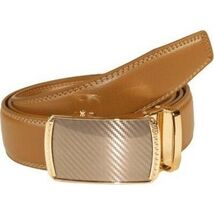Mens VALENTINI Leather Belt Automatic Adjustable Removable Buckle RT035 Tan image 2