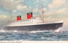 RMS Queen Elizabeth Cunard Line Steamship Ocean Liner Postcard D34 - £2.35 GBP