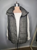Old Navy XXL Mid Length Puffer Vest Gray Warm Full Zip Button Mock Neck ... - $12.32