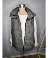 Old Navy XXL Mid Length Puffer Vest Gray Warm Full Zip Button Mock Neck ... - $12.32