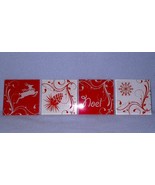 Reindeer Set of 4 Glass Coasters Red White with Rubber Feet and Box - £6.28 GBP