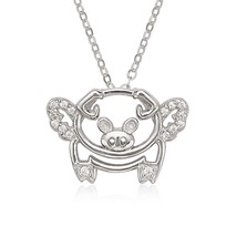 Sterling Silver Open Flying Pig with Pave and CZ Pendant - £30.85 GBP