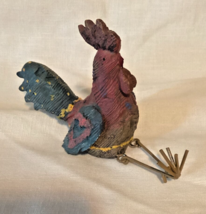 Multi Purple 5.5&quot; Humor Chicken Bird with Metal Dangle Legs Figurine (Polystone) - £6.93 GBP