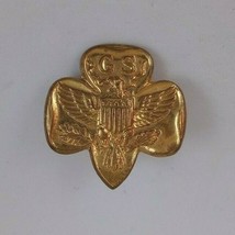 Vintage US Forces Eagle Gold Tone Clover Shaped Lapel Hat Pin - £4.25 GBP