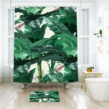 Banana Leaf Pattern 12 Shower Curtain Bath Mat Bathroom Waterproof Decorative Ba - £18.37 GBP+
