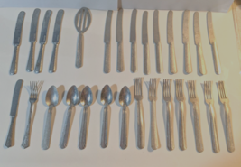 Vtg Aluminum Child&#39;s Toy Silverware Flatware 28 Piece Play Set Made USA - £17.49 GBP