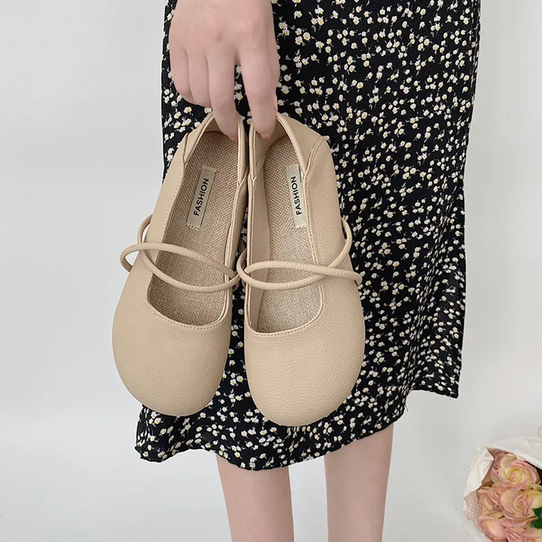 Retro Soft-soled Girls Gentle Leather Shoes Women&#39;s  Summer New Fashion Simple W - $72.50