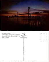 California San Francisco Oakland Bay Bridge Lights at Night Vintage Postcard - £7.36 GBP