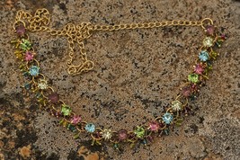 Necklace Set for Women Indian Gold Tone Rhinestone Wedding Bollywood Jewelry - £8.08 GBP