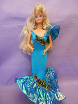 Barbie Doll Shimmering Aqua Blue Dress Blonde Hair 11 1/2&quot;  - £7.39 GBP